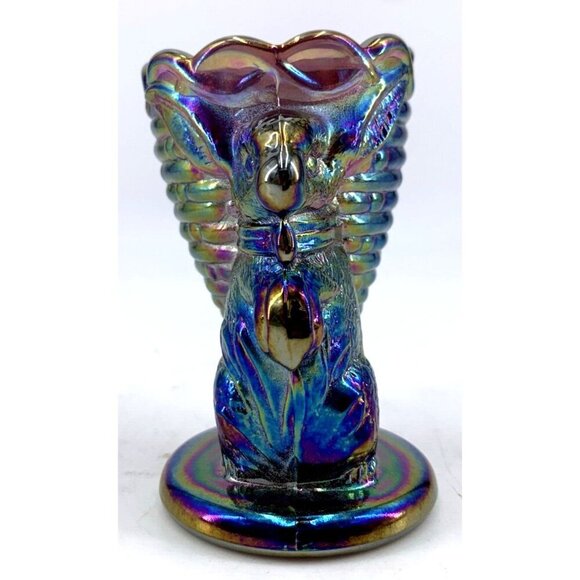 Bunny Rabbit Carnival Glass Egg Cup Toothpick Holder Easter 3.25" Signed Vtg - Picture 2 of 8